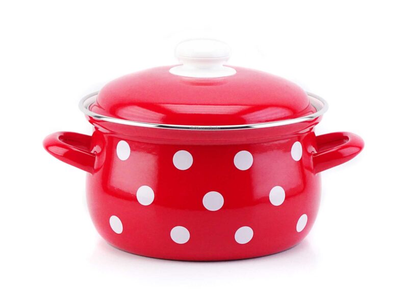 Vavente 20cm Steel Enamel Cookpot DOTS – Durable, Stylish, & Heat-Resistant