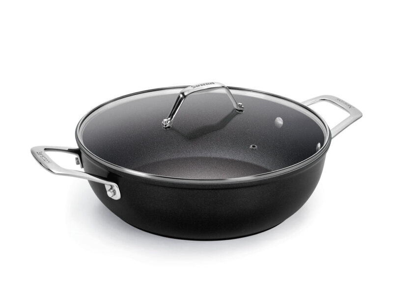 Vavente 28cm Non-Stick Black Titan Pro Braiser Pot with Glass Lid