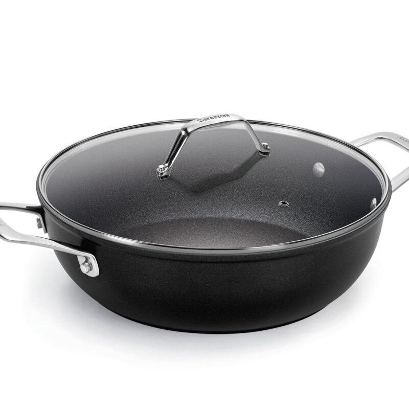 Vavente 28cm Non-Stick Black Titan Pro Braiser Pot with Glass Lid