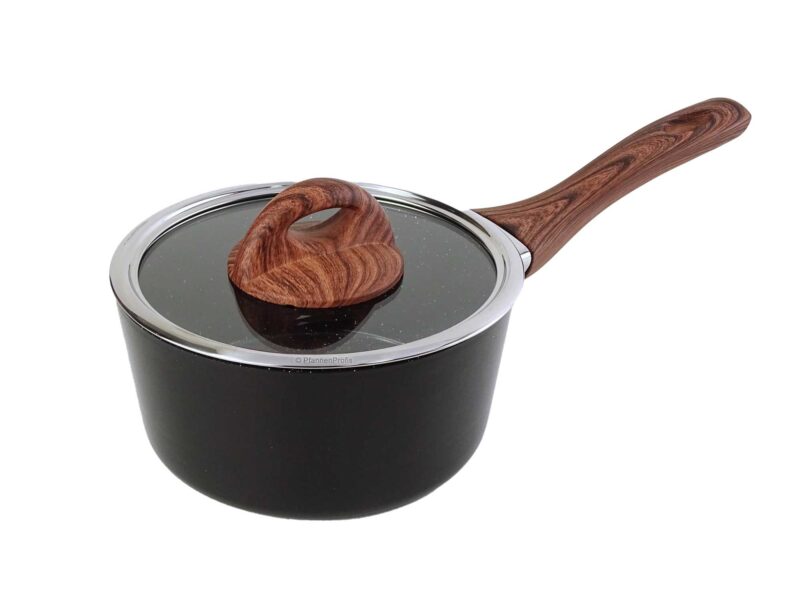 Vavente 16cm Classy Wood Ceramic-Coated Saucepan with Lid – Non-Stick & Compact