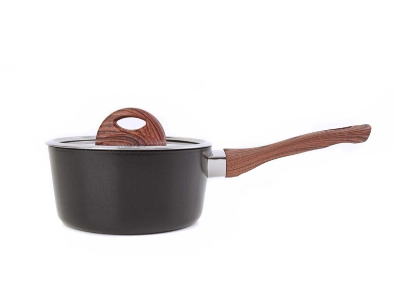 Vavente 16cm Classy Wood Ceramic-Coated Saucepan with Lid – Non-Stick & Compact - Image 3