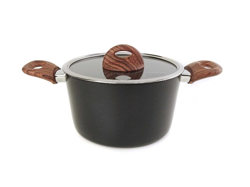 Vavente 20cm Classy Wood Ceramic-Coated Cooking Pot with Lid – Non-Stick & Compact
