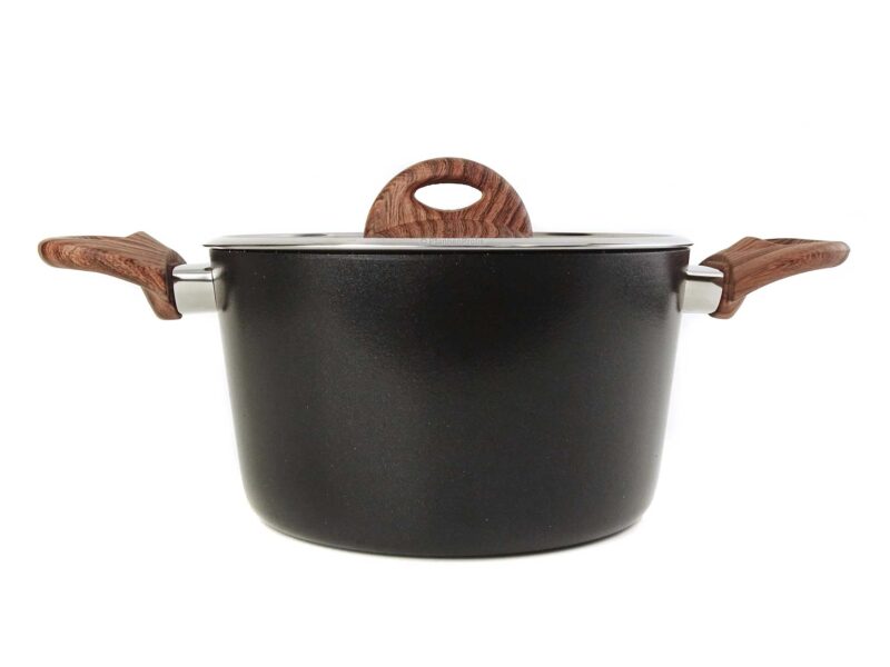 Vavente 20cm Classy Wood Ceramic-Coated Cooking Pot with Lid – Non-Stick & Compact - Image 3