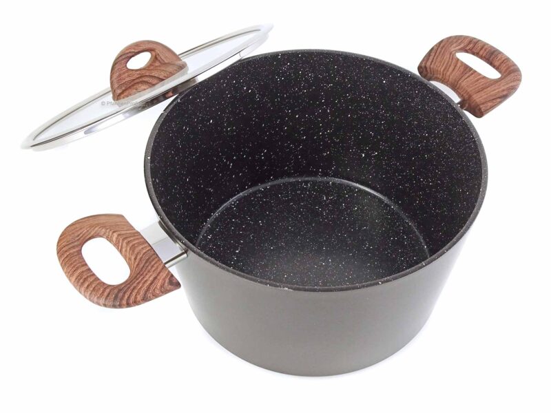 Vavente 24cm Classy Wood Ceramic-Coated Cooking Pot with Lid – Non-Stick & Durable - Image 2