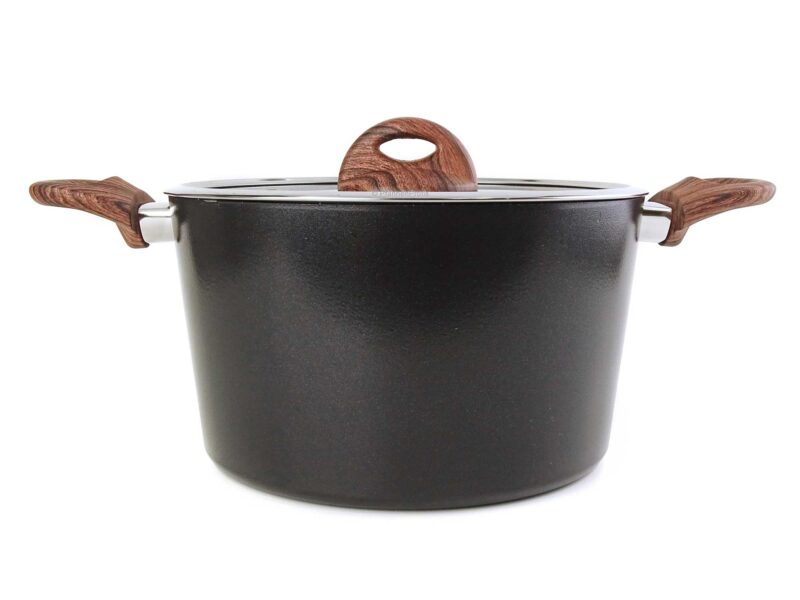 Vavente 24cm Classy Wood Ceramic-Coated Cooking Pot with Lid – Non-Stick & Durable - Image 3