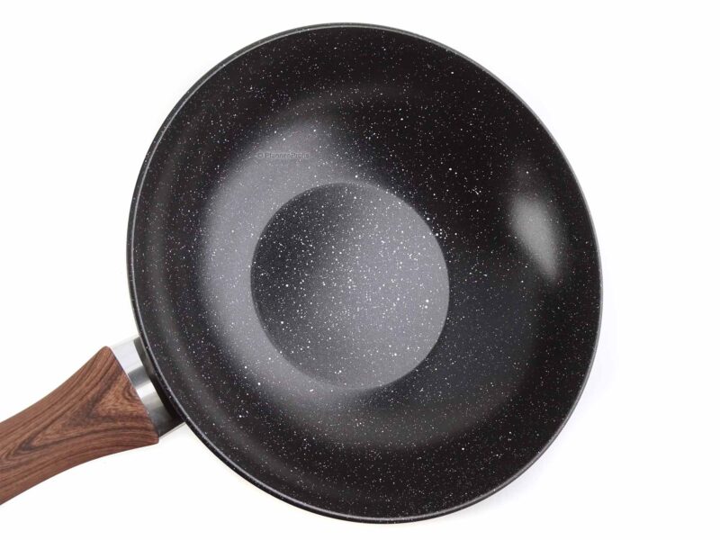 Vavente 28cm Classy Wood Ceramic-Coated Wok Pan – Non-Stick & Ergonomic Handle - Image 2