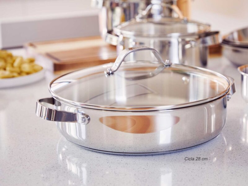 Vavente 28cm Recycled Stainless Steel Casserole CICLA – Servierpfanne with Glass Lid - Image 4