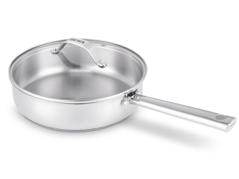 Vavente 24cm Recycled Stainless Steel Braiser Pan CICLA – High-Sided with Glass Lid