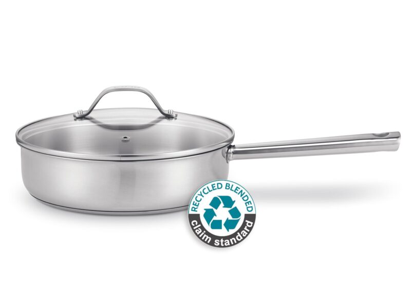 Vavente 24cm Recycled Stainless Steel Braiser Pan CICLA – High-Sided with Glass Lid - Image 3