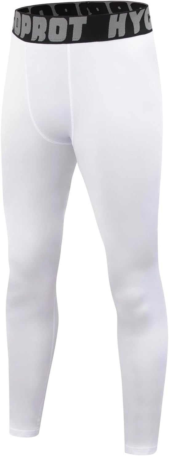HYCOPROT Boys' Compression Pants Youth Leggings Tights Kids Athletic Sports Base Layer for Running Football Basketball