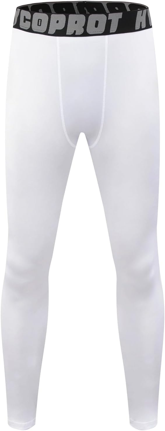 HYCOPROT Boys' Compression Pants Youth Leggings Tights Kids Athletic Sports Base Layer for Running Football Basketball - Image 2