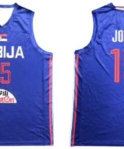 Niko Jokic 15 Serbia Blue Basketball Jersey Sewn