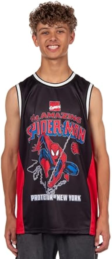 Marvel Spider-Man Basketball Jersey Men's Protector of New York Athletic Gym Tank Top - Image 5
