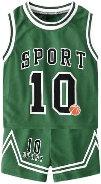 Toddler Kids Sports Athletic Jersey Shorts Set Todder Boys Jerseys Outfit 2 Piece Basketball Tank Top Mesh Shorts Set