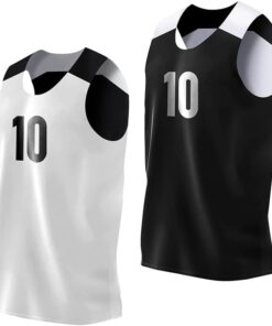 Reversible Basketball Jersey for Men with Number | Individual Jersey for Games or Scrimmage | Black/White