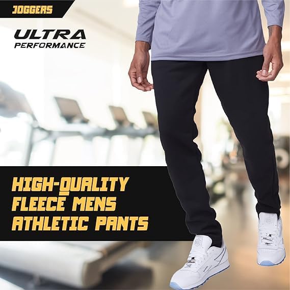 Ultra Performance 3 Pack Mens Open Bottom Sweatpants with Pockets, Casual Sweatpants for Men - Image 3