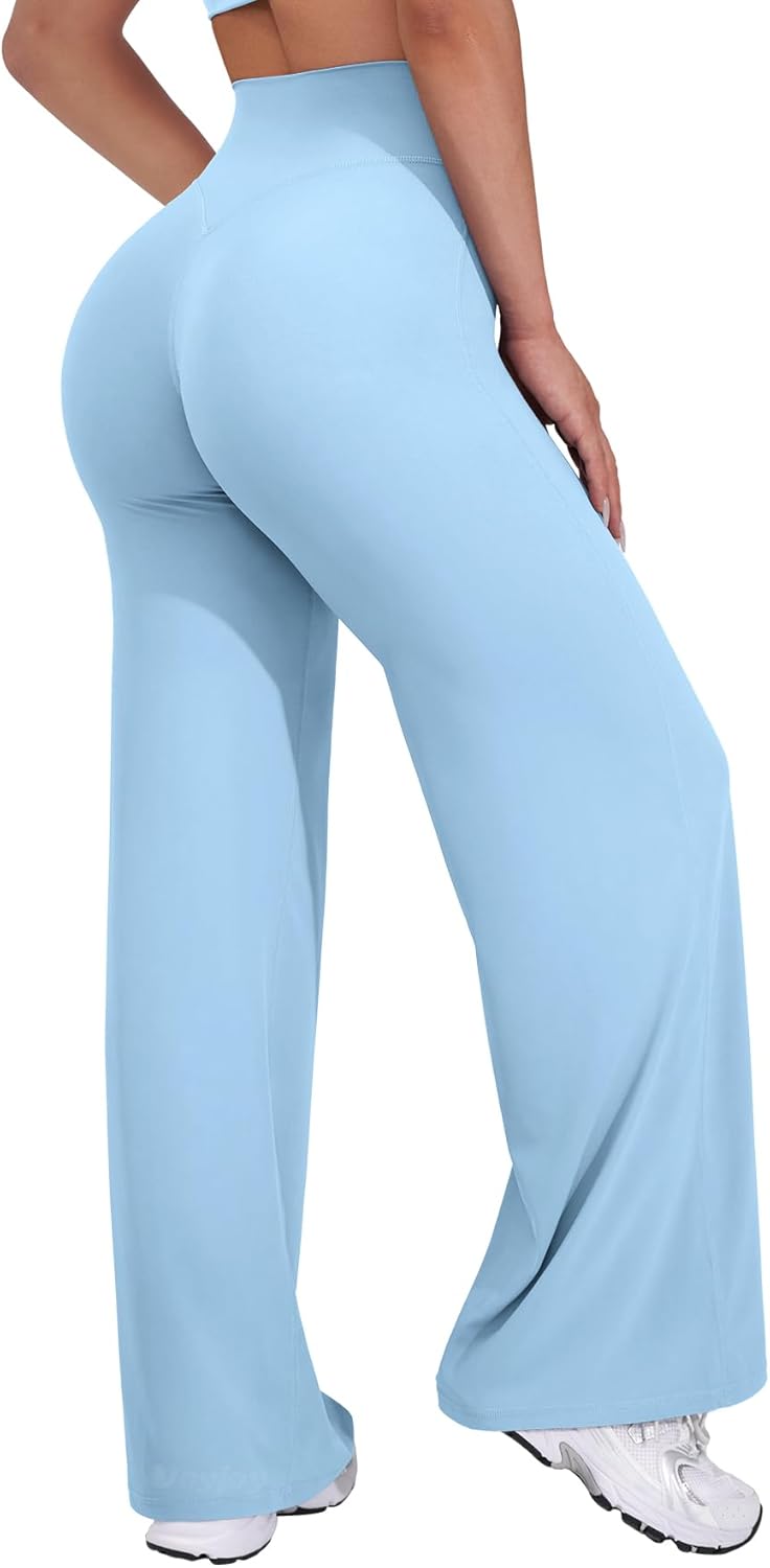 VOYJOY Straight Leggings Bottoms Wide Leg Pants for Women 29"/ 31.5"/33" High Waist Stretch Casual Sweatpants - Image 18