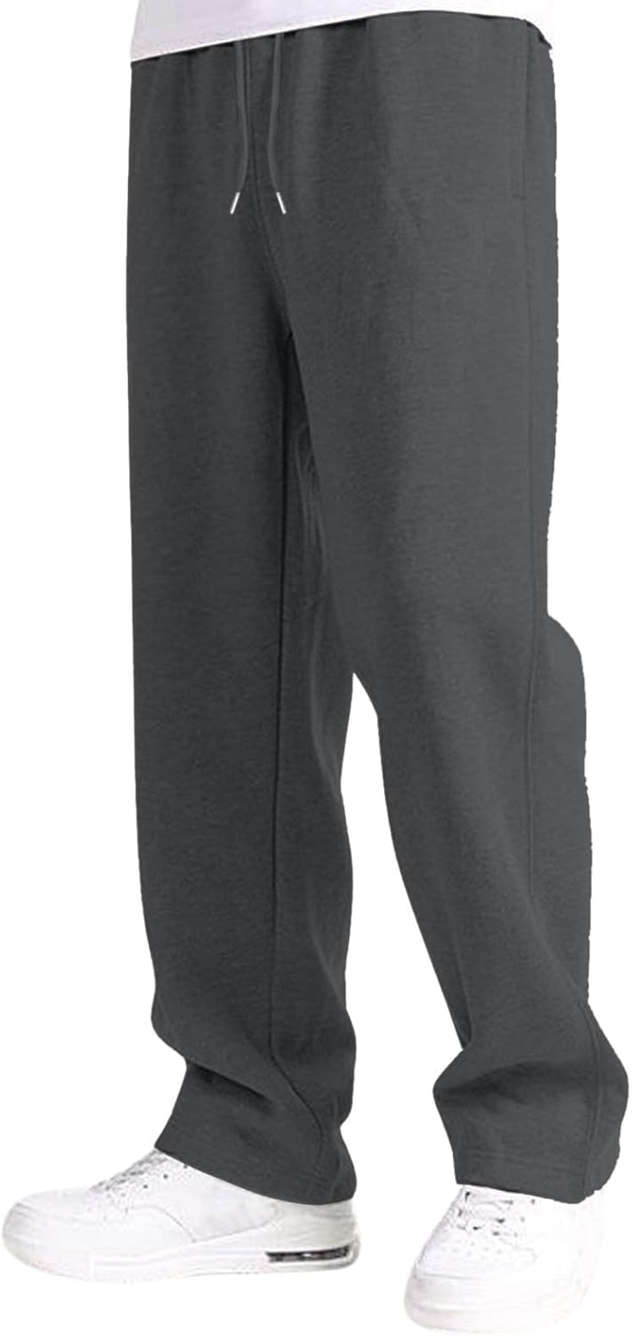 Boy's Fleece Cargo Sweatpants Athletic Basketball Joggers Sweat Pants Drawstring Elastic Waist Open Bottom Pants with Pockets