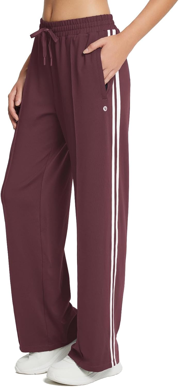 baleaf Womens Track Pants Athletic Running Pants Sweatpants Straight Leg Zipper Pockets Sports Jogging Striped Loose Fit - Image 11