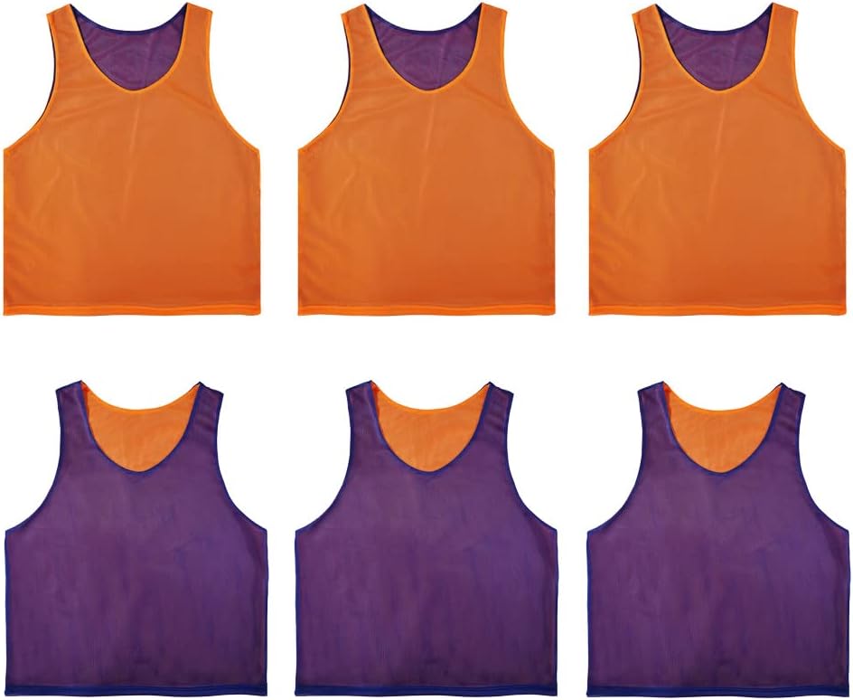 6 PCS Reversible Pinnies Basketball Soccer Training Vest Double Sided Mesh Jerseys for Adult - Image 8