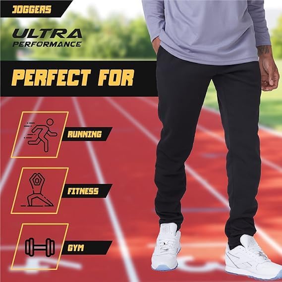 Ultra Performance 3 Pack Mens Open Bottom Sweatpants with Pockets, Casual Sweatpants for Men - Image 4