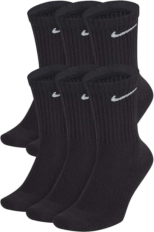 NIKE Dri-Fit Classic Cushioned Crew Socks (Large, Black/White/White)