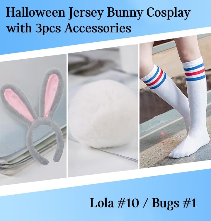 Mens Basketball Jersey #10 Lola / #1 Bugs Halloween Costumes Space 90S Movie Jersey White/Red/Black XS-XXL - Image 3