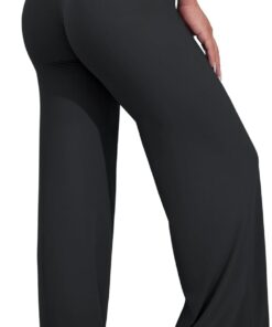 VOYJOY Straight Leggings Bottoms Wide Leg Pants for Women 29"/ 31.5"/33" High Waist Stretch Casual Sweatpants