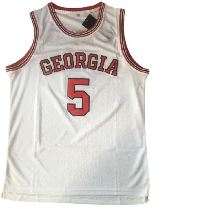 Men's State College #5 Retro Vintage Throwback Basketball Jersey Embroidered White - Image 2