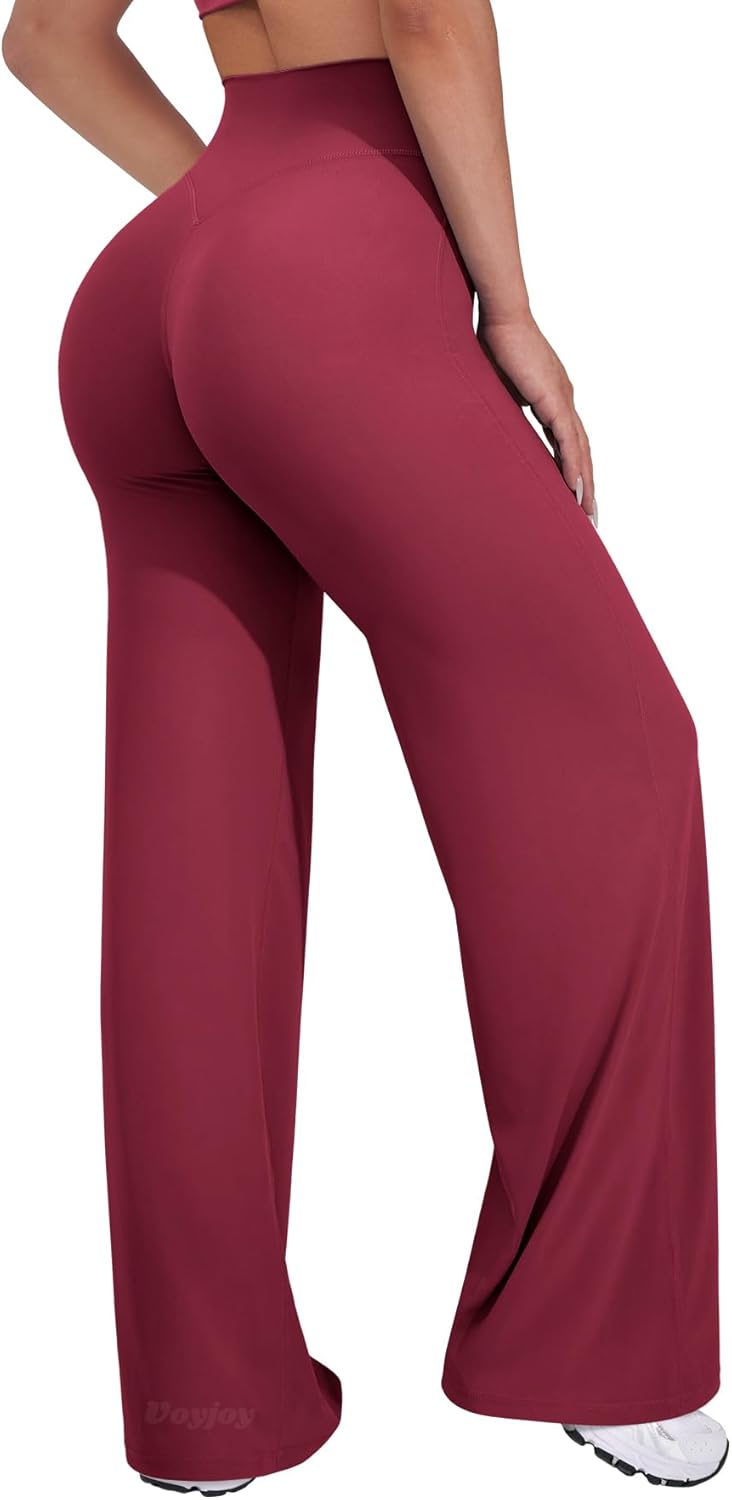VOYJOY Straight Leggings Bottoms Wide Leg Pants for Women 29"/ 31.5"/33" High Waist Stretch Casual Sweatpants - Image 33