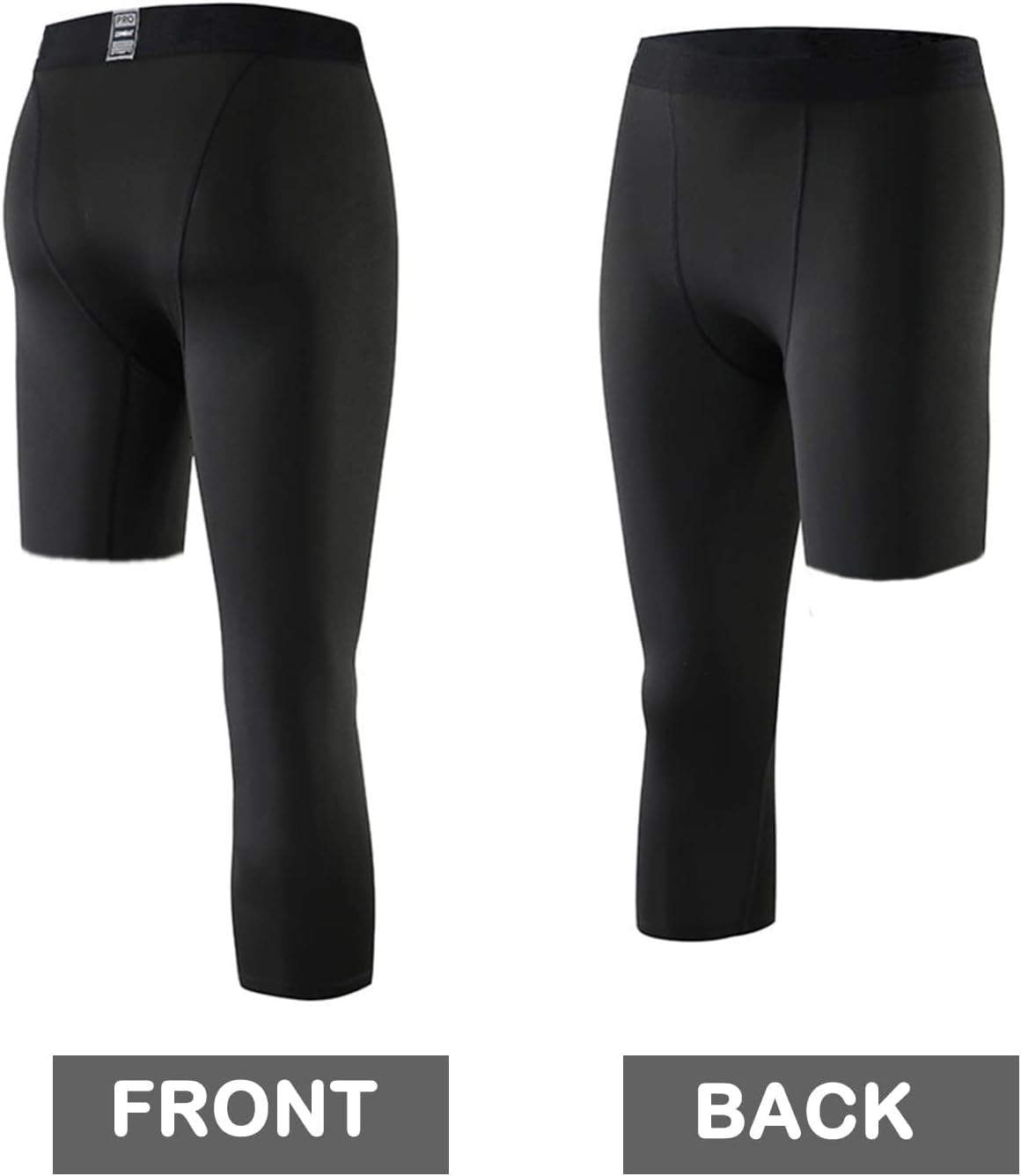 Men's Compression Sport Pants Single Leg 3/4 Base Layer Basketball Leggings Athletic One Leg Capri Tights Running - Image 5