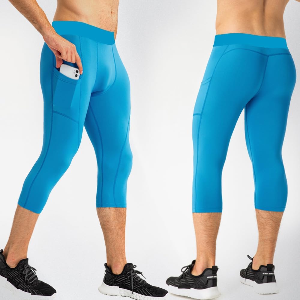 SPVISE Men's 3/4 Compression Pants Athletic Capri Leggings Dry Fit Running Tights with Pocket Basketball Sports Gym Baselayer - Image 2