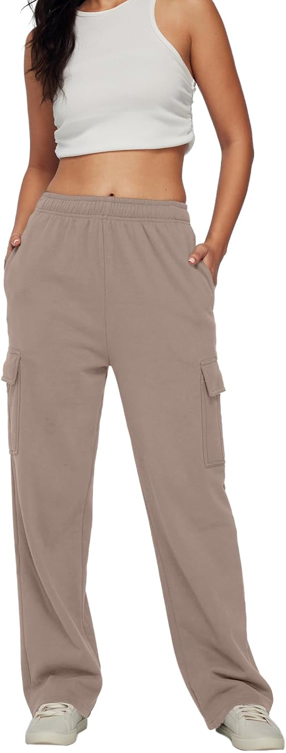 AUTOMET Womens Cargo Sweatpants Baggy Fleece High Waisted Joggers Sweat Pants Athletic Pants - Image 4