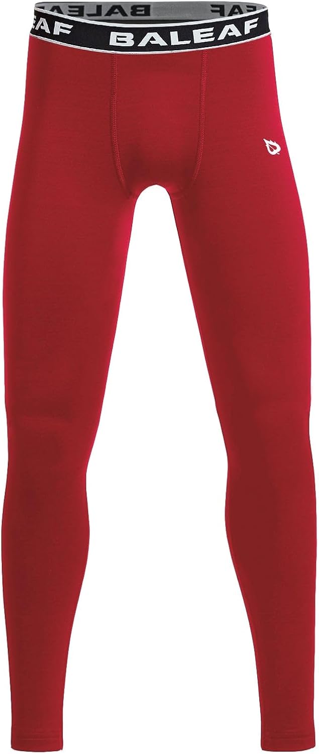baleaf Boys Fleece Compression Leggings Youth Pants Kids Tights Football Basketball Baseball Sports Cold Weather Gear - Image 9