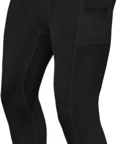Men's Compression Pants with Pocket Workout Base Layer Athletic Sports Tights Leggings for Yoga Basketball Running Gym