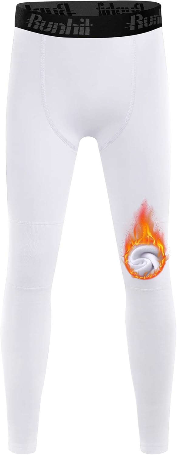 Runhit Boys Compression Leggings Fleece Lined - Youth Sports Tights Kids Thermal Base Layer Pants Cold Weather Gear - Image 13