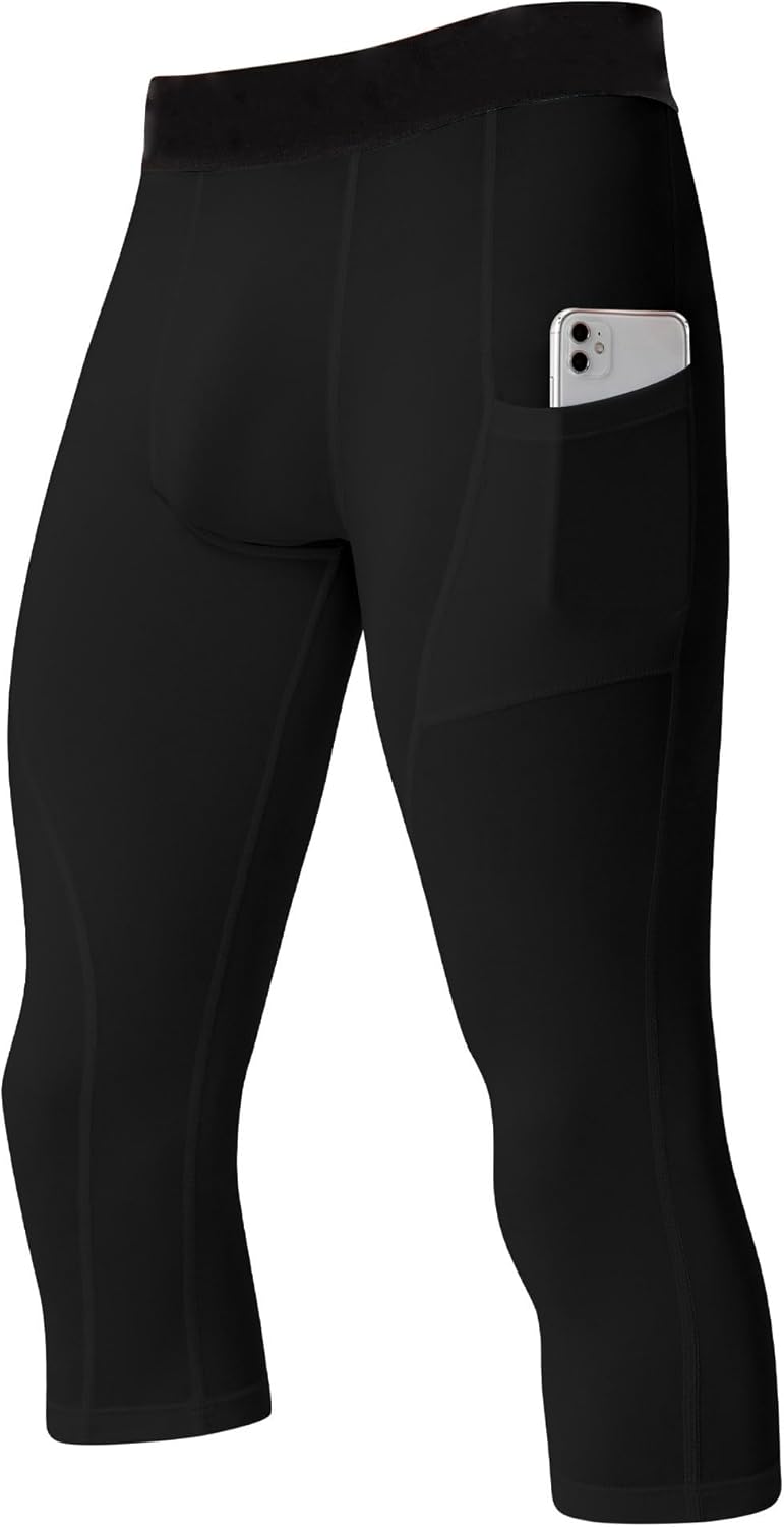 SPVISE Men's 3/4 Compression Pants Athletic Capri Leggings Dry Fit Running Tights with Pocket Basketball Sports Gym Baselayer - Image 7