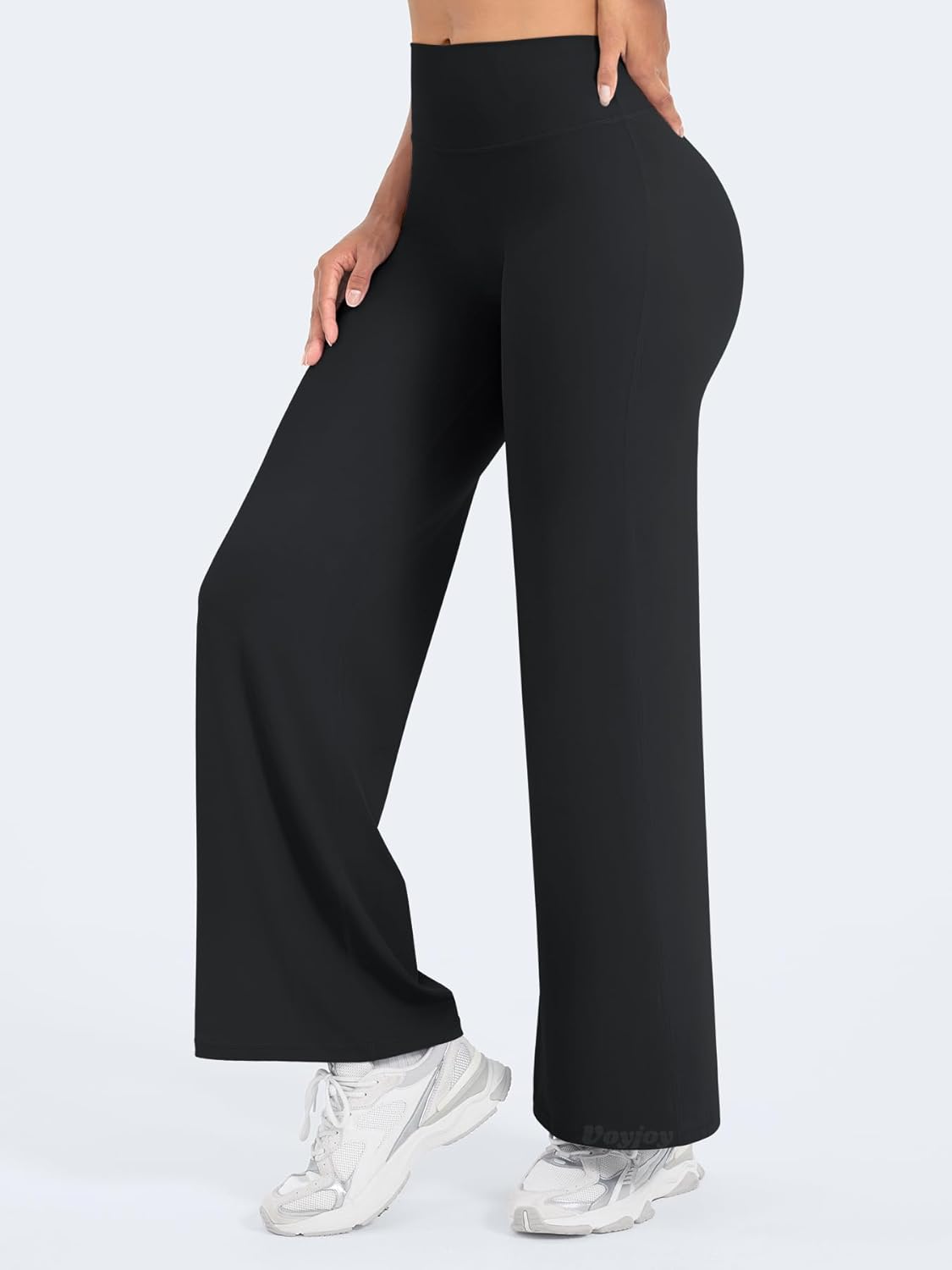 VOYJOY Straight Leggings Bottoms Wide Leg Pants for Women 29"/ 31.5"/33" High Waist Stretch Casual Sweatpants - Image 4