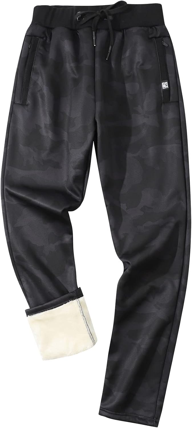 Gihuo Men's Sherpa Lined Athletic Sweatpants Winter Warm Track Pants - Image 20