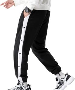 Tear Away Basketball Pants Snap Button Loose Casual Sweatpants with Pockets for Youth Adult