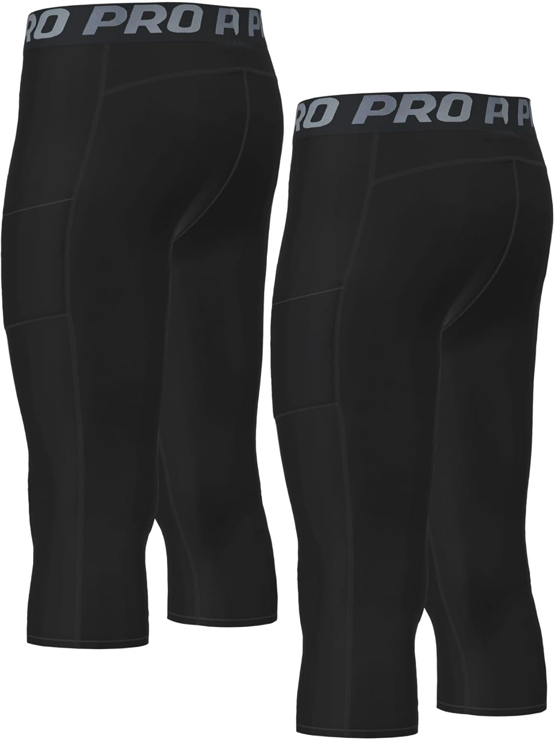 LANBAOSI Youth Boys 3/4 Compression Pants Basketball Tights Sports Capris Leggings Running Base Layer - Image 2