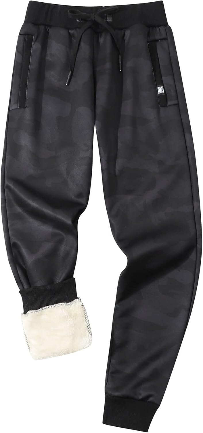 Gihuo Men's Sherpa Lined Athletic Sweatpants Winter Warm Track Pants - Image 10