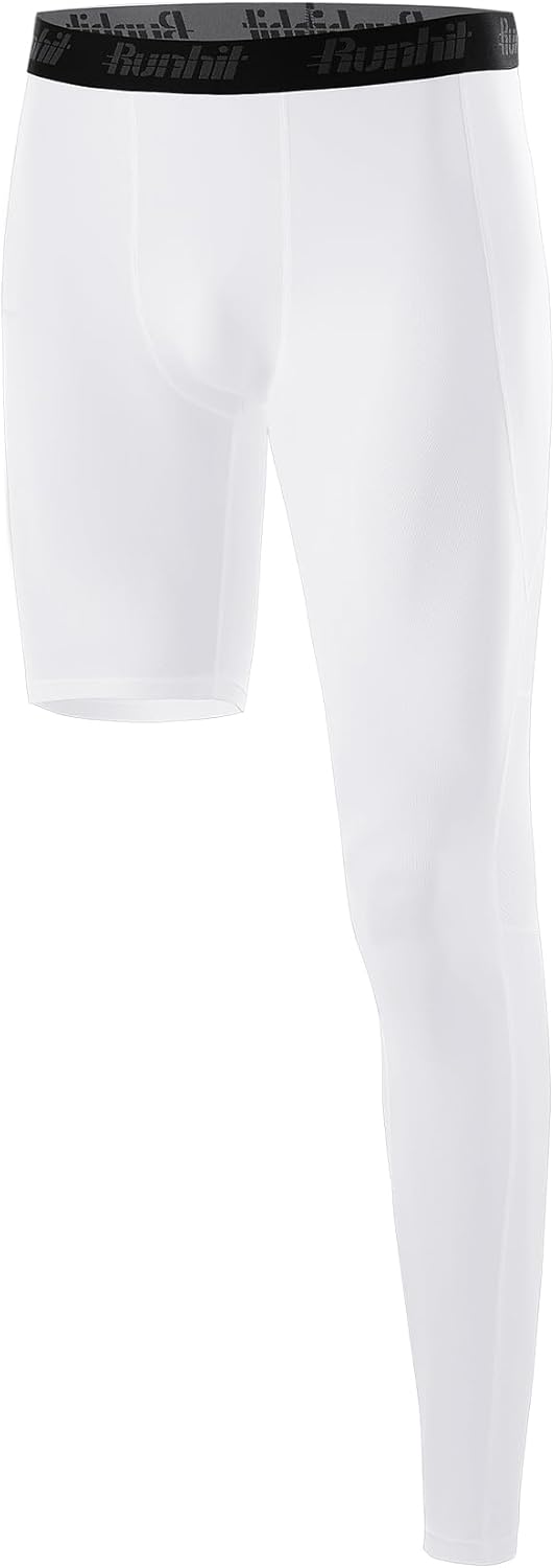 Runhit Men's Basketball One Leg Compression Tights Full Length Single Leg Compression Pants Sports Base Layer Underwear - Image 16