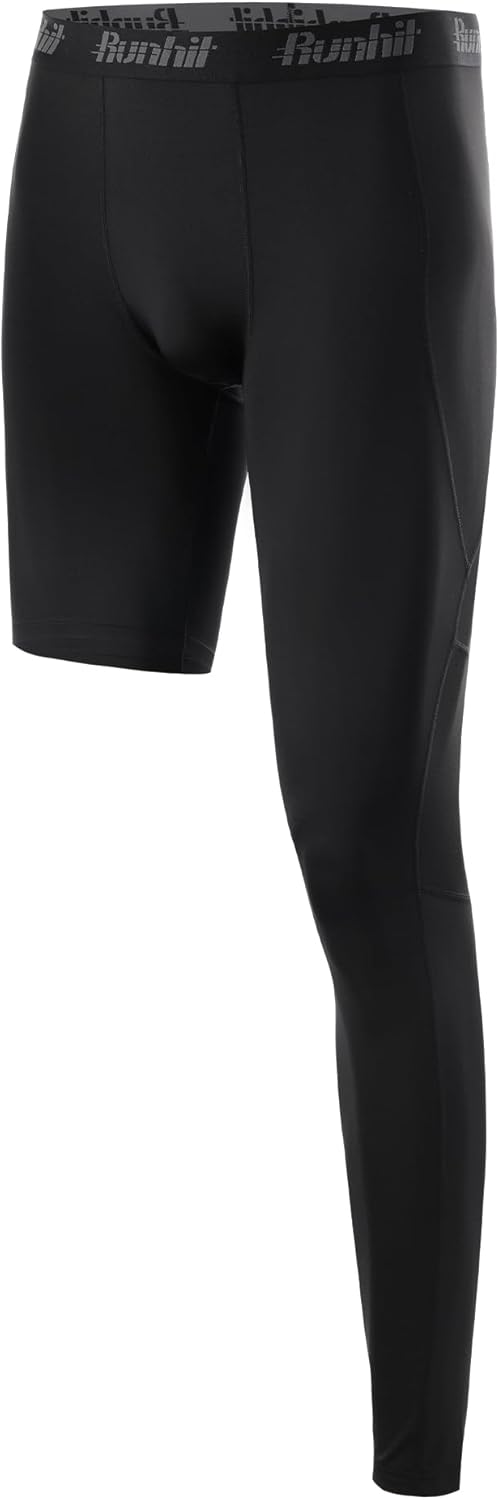 Runhit Men's Basketball One Leg Compression Tights Full Length Single Leg Compression Pants Sports Base Layer Underwear - Image 11