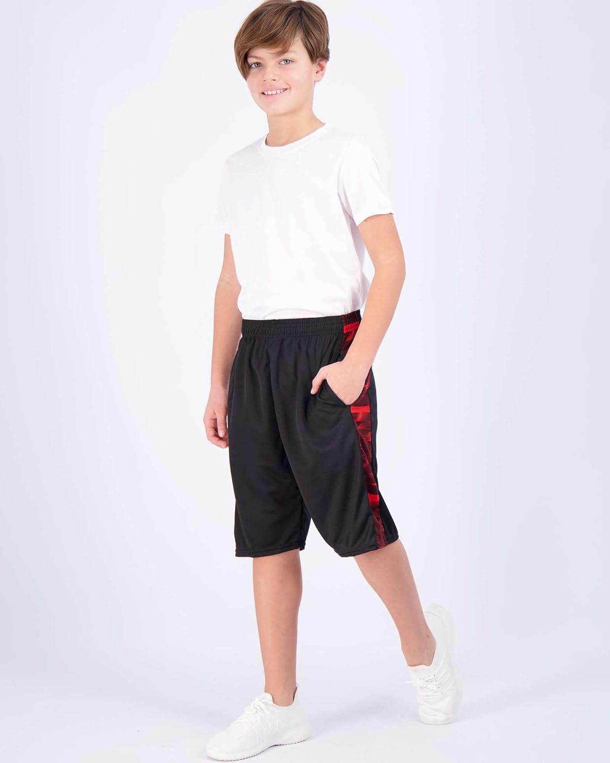 Real Essentials 5 Pack: Boys' Mesh Basketball Athletic Shorts with Pockets – Teen Kids Youth Quick Dry Soccer Running Gym - Image 6