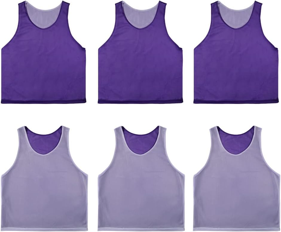 6 PCS Reversible Pinnies Basketball Soccer Training Vest Double Sided Mesh Jerseys for Adult