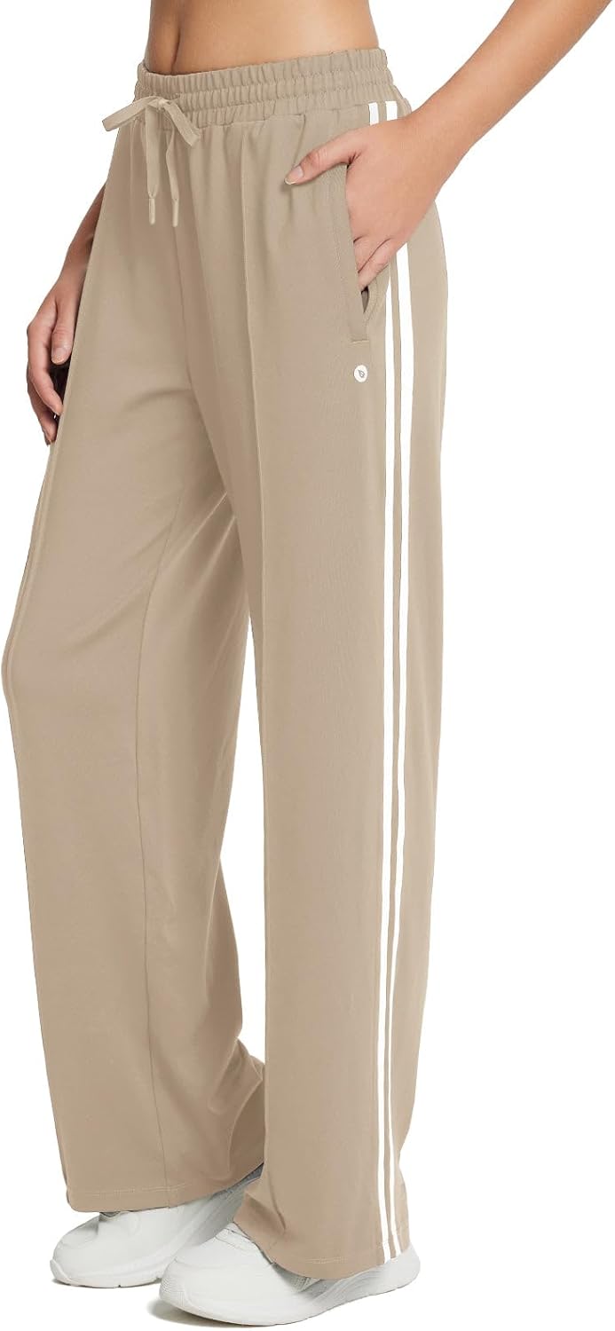 baleaf Womens Track Pants Athletic Running Pants Sweatpants Straight Leg Zipper Pockets Sports Jogging Striped Loose Fit - Image 9