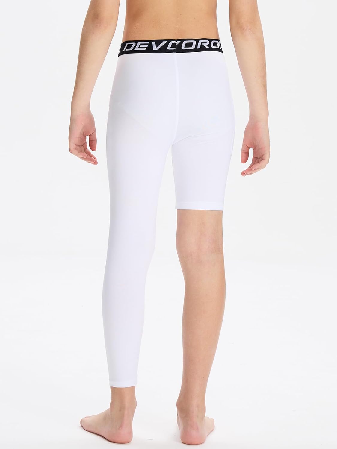 DEVOROPA Youth Boys One Leg Compression Pants for Basketball 3/4 Leggings Sports Tights Kids Athletic Soccer Base Layer - Image 3