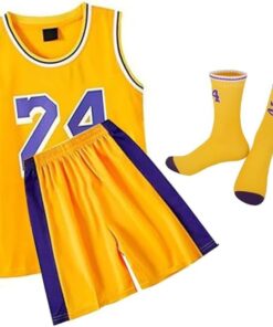 #24 Boys Basketball Jerseys 3PCS Athletic Training Uniforms Tank Top Shorts Socks Sets Gift for Kids Girls Fans Teens Youth