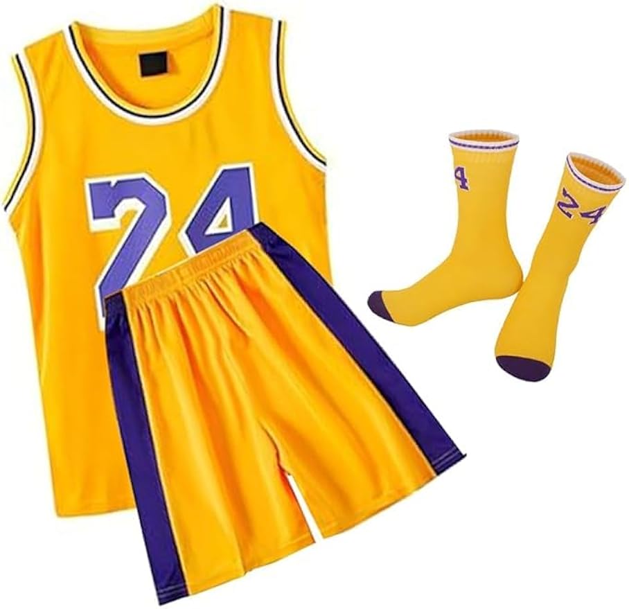 #24 Boys Basketball Jerseys 3PCS Athletic Training Uniforms Tank Top Shorts Socks Sets Gift for Kids Girls Fans Teens Youth - Image 7